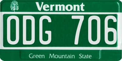 VT license plate ODG706