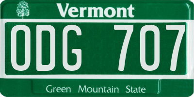 VT license plate ODG707