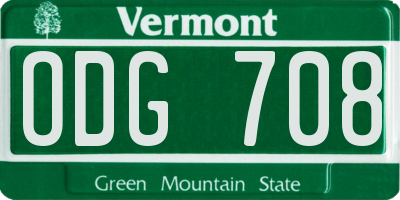 VT license plate ODG708