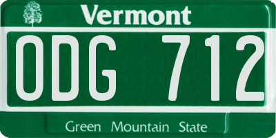 VT license plate ODG712