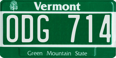 VT license plate ODG714