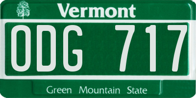 VT license plate ODG717