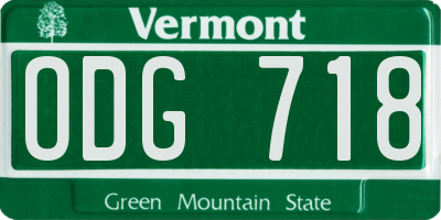 VT license plate ODG718