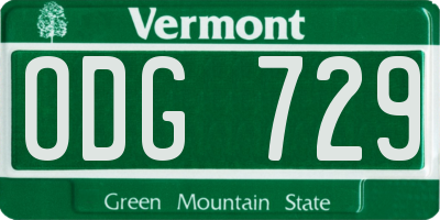 VT license plate ODG729