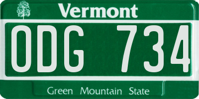 VT license plate ODG734