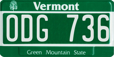 VT license plate ODG736