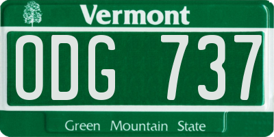 VT license plate ODG737