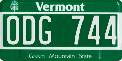 VT license plate ODG744