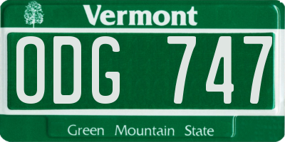 VT license plate ODG747