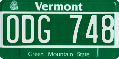 VT license plate ODG748