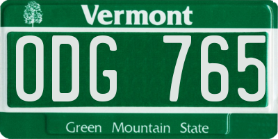 VT license plate ODG765