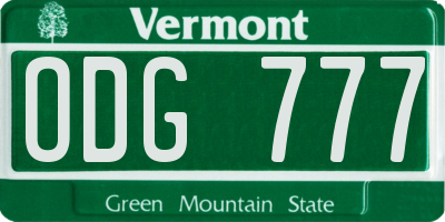 VT license plate ODG777