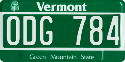 VT license plate ODG784
