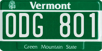 VT license plate ODG801