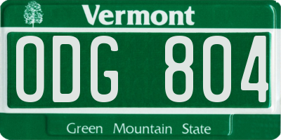 VT license plate ODG804