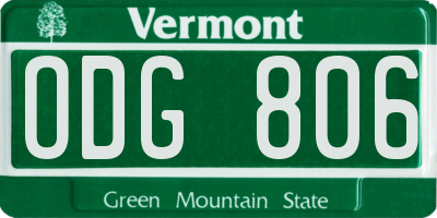 VT license plate ODG806