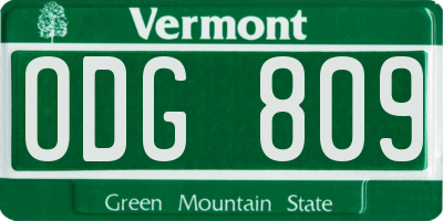 VT license plate ODG809