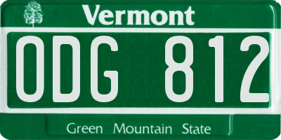 VT license plate ODG812
