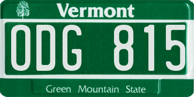 VT license plate ODG815