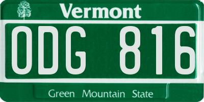 VT license plate ODG816