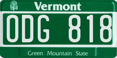VT license plate ODG818