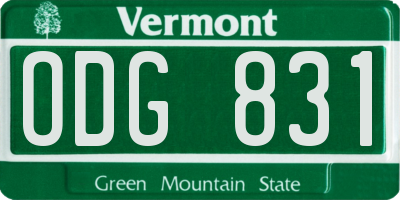 VT license plate ODG831