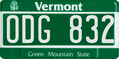 VT license plate ODG832