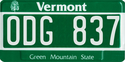 VT license plate ODG837