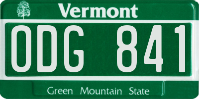 VT license plate ODG841