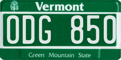 VT license plate ODG850