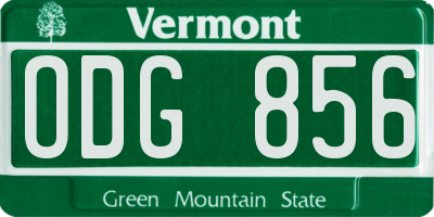 VT license plate ODG856