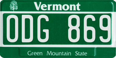 VT license plate ODG869