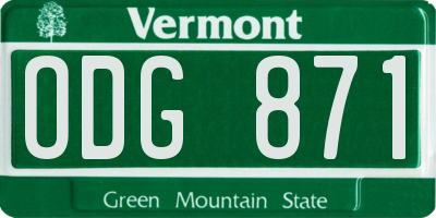 VT license plate ODG871