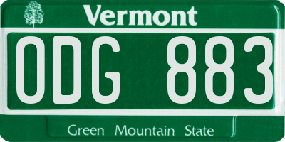 VT license plate ODG883