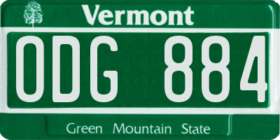 VT license plate ODG884