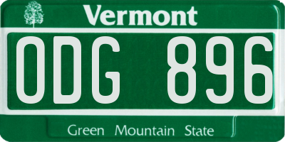 VT license plate ODG896