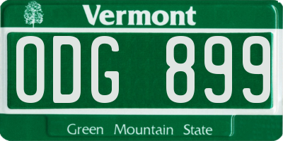 VT license plate ODG899