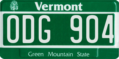 VT license plate ODG904