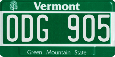 VT license plate ODG905