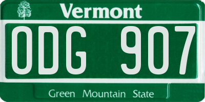 VT license plate ODG907