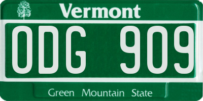 VT license plate ODG909