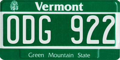 VT license plate ODG922