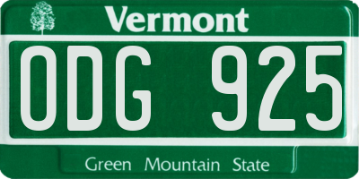 VT license plate ODG925