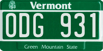 VT license plate ODG931