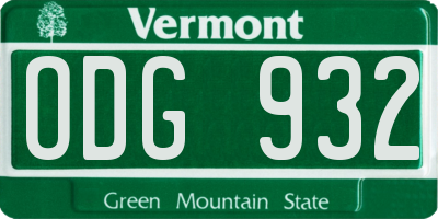 VT license plate ODG932