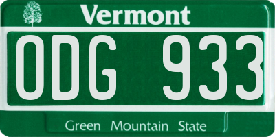 VT license plate ODG933