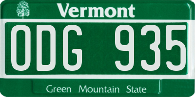 VT license plate ODG935