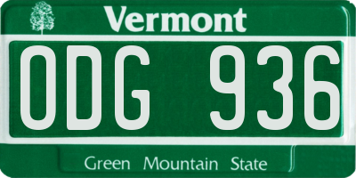 VT license plate ODG936