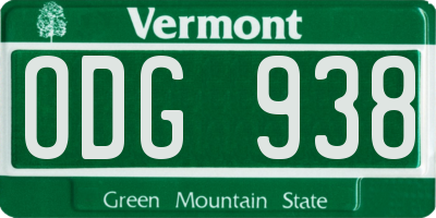 VT license plate ODG938