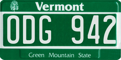 VT license plate ODG942